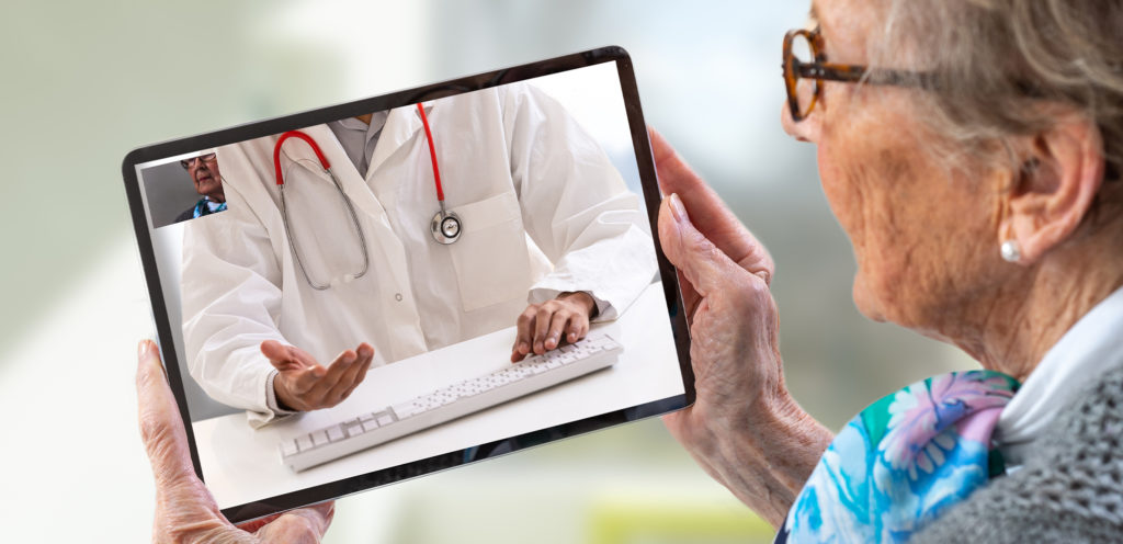 Patient having telehealth appointment with locum tenens doctor