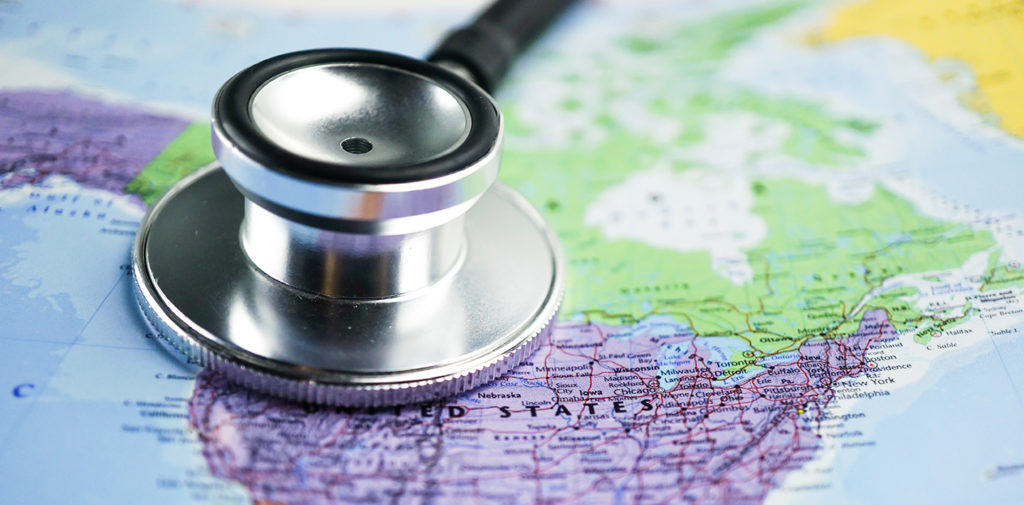 Stethoscope on top of IMLC map of United States