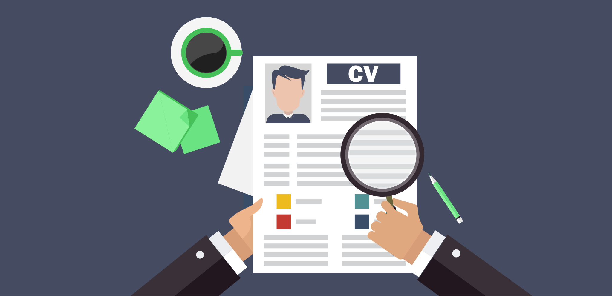 Illustration of person reviewing CV